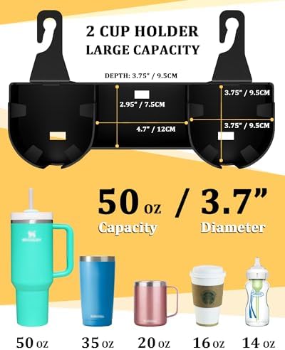 Car Headrest Backseat Cup Holder 3.7", Seat Back Organizer - Image 3