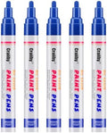 Blue Paint Markers, 5 Pack Oil-Based Waterproof Quick Dry Permanent Paint Pen by Craiiby