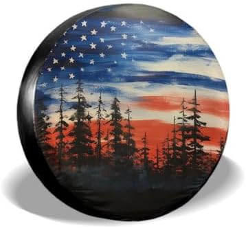 Spare Tire Cover American Flag Waterproof Dust-Proof Universal 16 Inch Wheel by Unknown