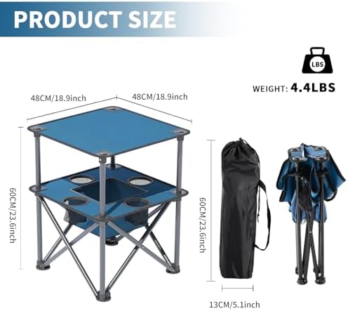 Folding Camping Table, Portable Outdoor Picnic Table, Lightweight Square Camp - Image 3