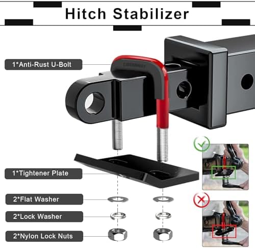 Hitch Tightener for 1.25" and 2" Hitches LIBERRWAY U-Shaped Iron Hitch - Image 3