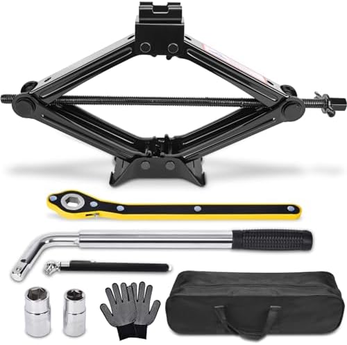 Scissor Car Jack 2.5 Ton Tire Changing Kit by Gurduenon