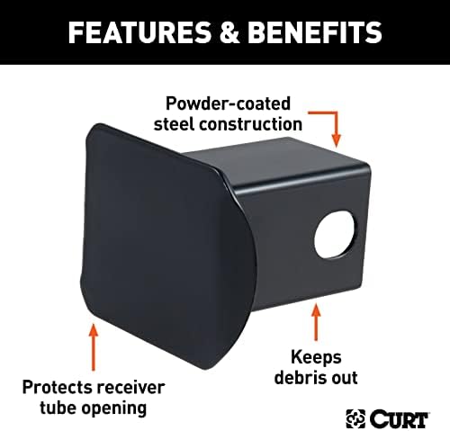 CURT 22751 Black Steel Trailer Hitch Cover, Fits 2-Inch Receiver - Image 4