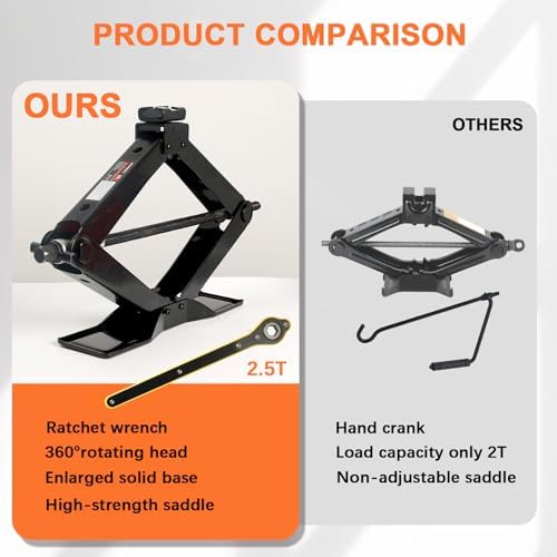 Scissor Car Lift Jack 2.5 Ton for Sedans, MPVs & SUVs, Compact Portable Cross - Image 5