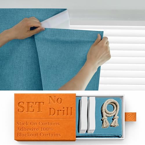 100% Self Adhesive Blackout Curtains- Stick on Curtains Shades Window Blinds by Sovtfides