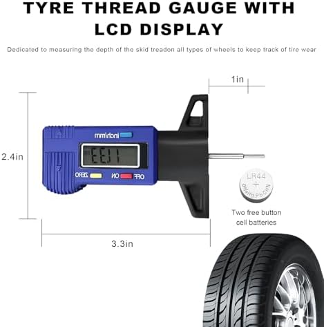 Digital Tire Tread Depth Gauge, 1 Inch/25.4 mm Metal Tread Depth Measurement - Image 2