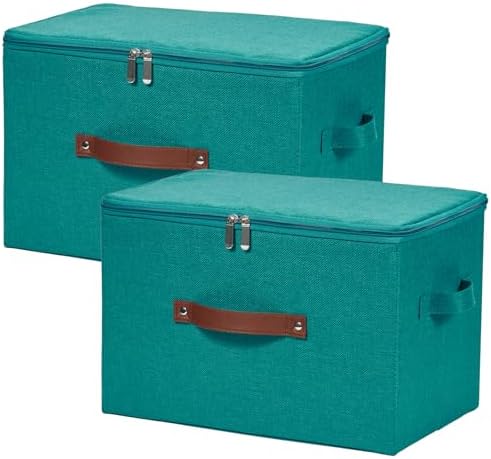2PCS Storage Bins with Zipper Lids Decorative Lidded Basket Box by VinneGenzz