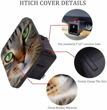 Trailer Hitch Cover 2 Inch Cat, Funny Kitten Cat Portrait Green Eyes Heavy-Duty - Image 3
