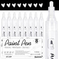 AKARUED White Acrylic Paint Markers, 8 Pack Acrylic White Paint Pen Sets by AKARUED