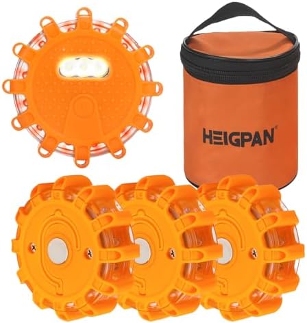 HEIGPAN GP904 LED Road Flares 4 Pack, Battery Powered Safety Warning Lights by HEIGPAN