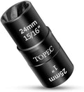 Topec 24mm x 25mm Flip Lug Nut Extractor, 1/2" Drive Lug Nut Removal Tool by Topec