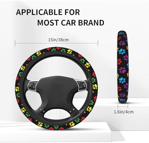 Paw Print Steering Wheel Cover Anti-Slip and Practical 14.5-15 Inch Universal - Image 2