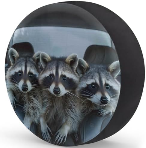 Rv Spare Tire Cover Wheel Funny Animal Raccoons Tire Covers Wheel Protectors - Image 2