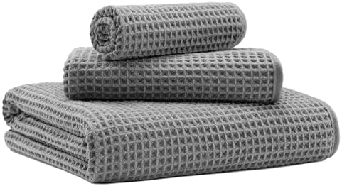 MICROFI Microfiber Waffle Bath Towels, 3 Pieces, Fast Drying, Lint Free by Unknown