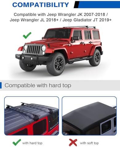 Roof Rack Cross Bars for Jeep Wrangler JK JL 2007-2026 & Gladiator JT - Image 2