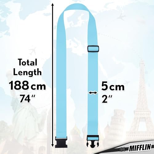 Luggage Straps - Blue, 2 Inches Wide, 4 Pack - Adjustable Nylon Belt - Image 7