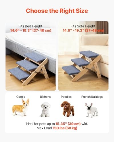 VEVOR Wood Pet Stairs, 3-Step Dog Stairs - Image 5