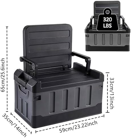 60L Foldable Seatable Camp Box Storage Bins w/Lids Trunk Organizer - Image 3