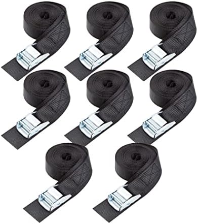Cartman 1" x 15 ft Cam Buckle Straps, 8 Pack, 600 lb Break Strength by CARTMAN