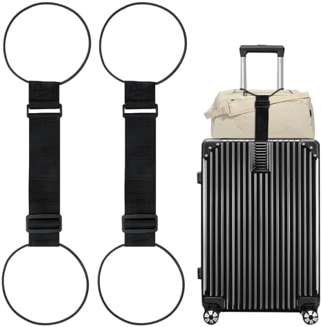 2 Pack Luggage Straps for Suitcases, Adjustable Bungee Elastic Belt by Wulitaotao