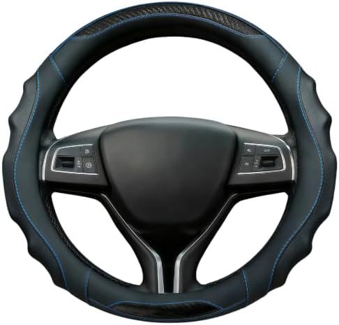 Leather Car Steering Wheel Cover, 14.5-15Inch Anti-Slip Steering Wheel Cover by TRROCC