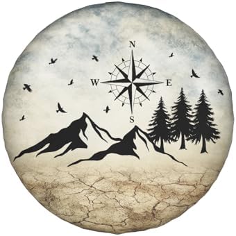 Nature Mountain Land Spare Tire Cover Compass Wheel Covers 14 Inch - Image 2