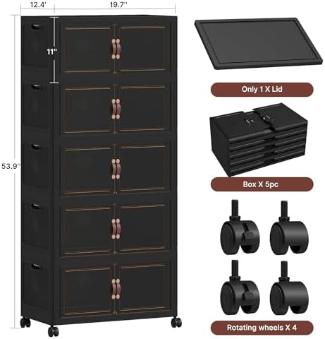 Stackable Storage Bins with Doors & Lids & Wheels - Image 2