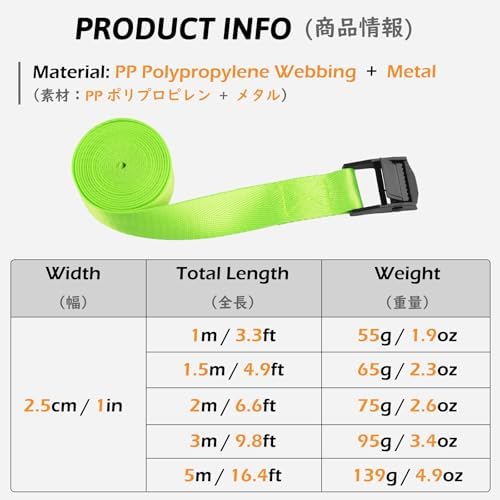TRIWONDER Cinch Tie Down Strap Lashing Straps Heavy Duty Nylon Straps - Image 2