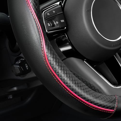YHONGJT Soft Premium Leather Steering Wheel Cover, Breathable, Non-Slip Grip - Image 4