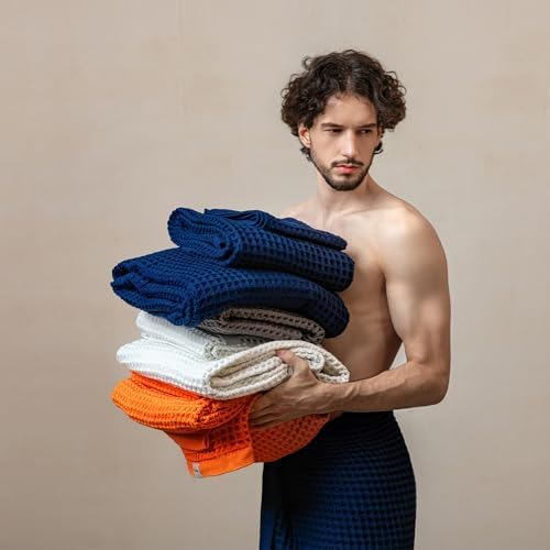 Luxury Organic Japanese Cotton Waffle Bath Towel | Thick, Quick Dry Bathroom - Image 5