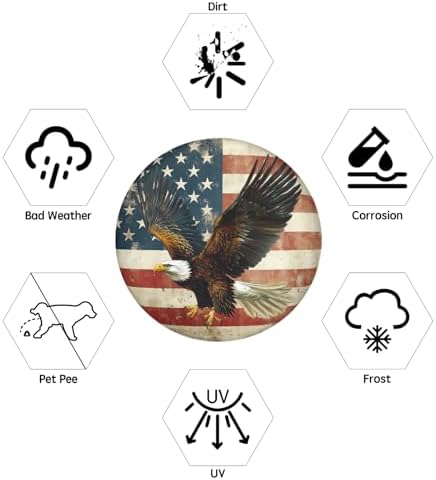 American Flag Spare Tire Cover Bald Eagle Wheel Covers 15 Inch - Image 5