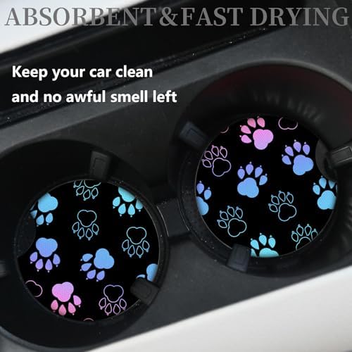 Absorbent Car Coasters for Cup Holders, 2 Pack Universal Neoprene Car Coasters - Image 2