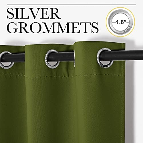 NICETOWN Bedroom Curtain Panels, 1 Pair, 34 by 72-inch, Olive Green - Image 3