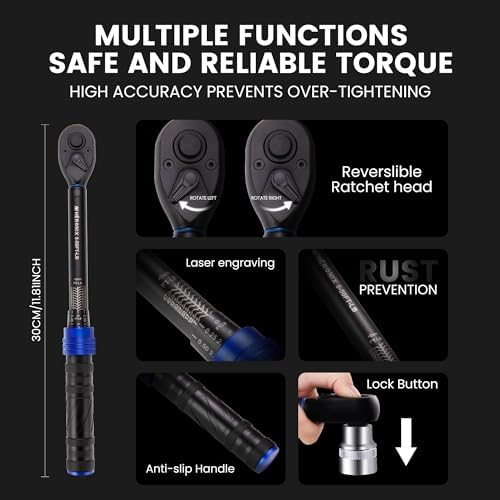3/8-Inch Drive Click Torque Wrench, 5–50 Ft-Lb ±3% Accuracy, Loud Click - Image 4