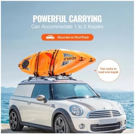 Kayak Roof Rack 2 Pairs J-Bar Soft Roof Rack Quick Folding Top Mount Tie Down - Image 3