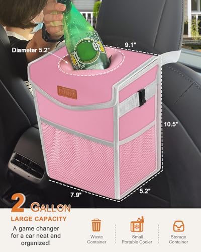 Pritent Car Trash Can with Lid Leakproof Car Garbage Bag Vehicle Trash Bin - Image 2