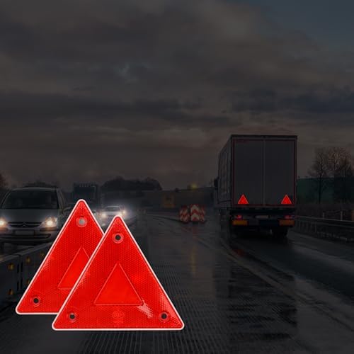 6 Pcs Red Safety Reflector Warning Sign Slow Moving Triangle Sign - Image 2