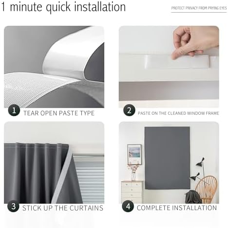 Portable Light Blocking Curtains Self-Stick Design, Removable Adhesive Window - Image 3