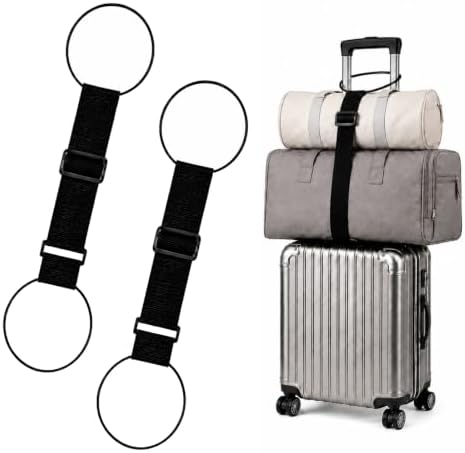 Luggage Straps for Suitcases, 2 Pack Black Adjustable Elastic Double-Loop by Unknown