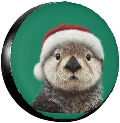 Sea Otter Wearing Santa Hat Spare Tire Cover Universal by Unknown