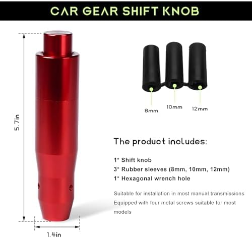 Automatic Shift Knob with Push Button, 5.7" Weighted Shifter Lever Handle Car - Image 2