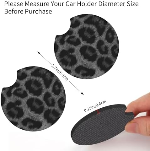 Leopard Black Steering Wheel Cover Cheetah 15in + 2 Cup Coasters - Image 4