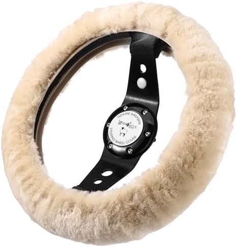 Andalus Brands Luxury Fluffy Car Steering Wheel Covers – Genuine Merino by AndalusBrand