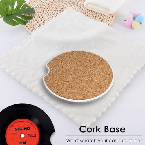 Britimes Car Coasters for Drinks, 2 Pack Ceramic Stone 2.56" Music Red - Image 2