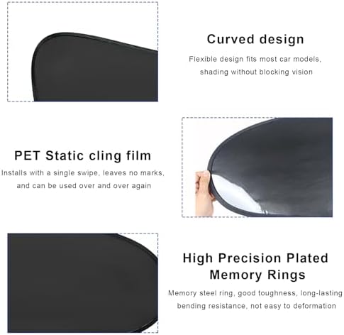 2 PCS Car Side Window Sun Shade, Static Cling Privacy Curtain Rear Window - Image 3