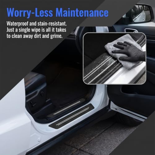 4PCS Carbon Fiber Car Door Entry Guard Sill Protector Cover - Image 4