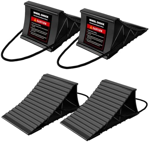 Wheel Chocks for RV Trailer, 4 Pack Non Slip Wheel Chocks for Travel Trailers by KOMOKERU