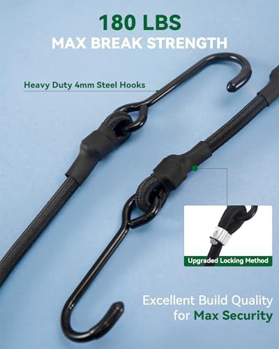 Lucky Straps 6" Short Mini Heavy Duty Bungee Cords, 180 Lbs, 8 Pack - Image 3