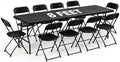 11-Piece 8 FT Black Plastic Folding Table Chairs Set by WelcometoEDWINENE