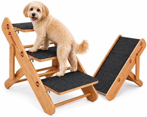 2-in-1 Dog Stairs for Small Dogs Wooden Dog Ramp for Bed |3-Step Pet Stairs by Unknown